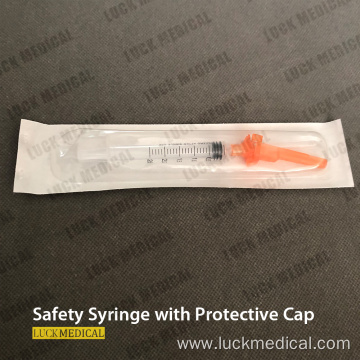 Disposable Medical Safety Syringe with Protective Cap